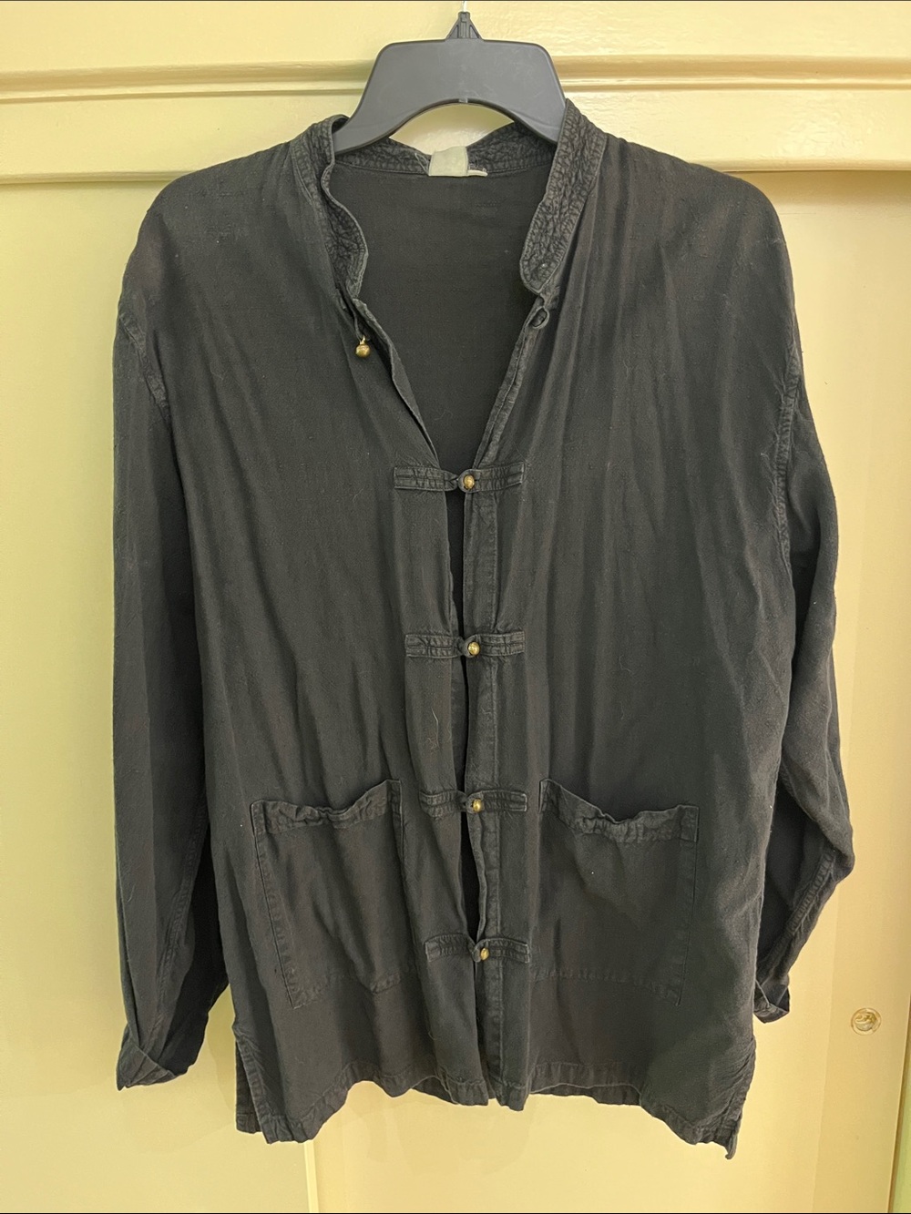 Black Oversized Button-Front Shirt/Jacket